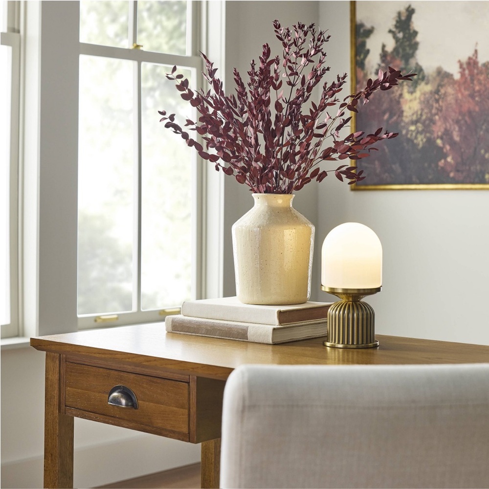 HEARTH & HAND NWT Brass Fluted and Frosted Glass Accent Table Lamp -Brass/White - Picture 2 of 9